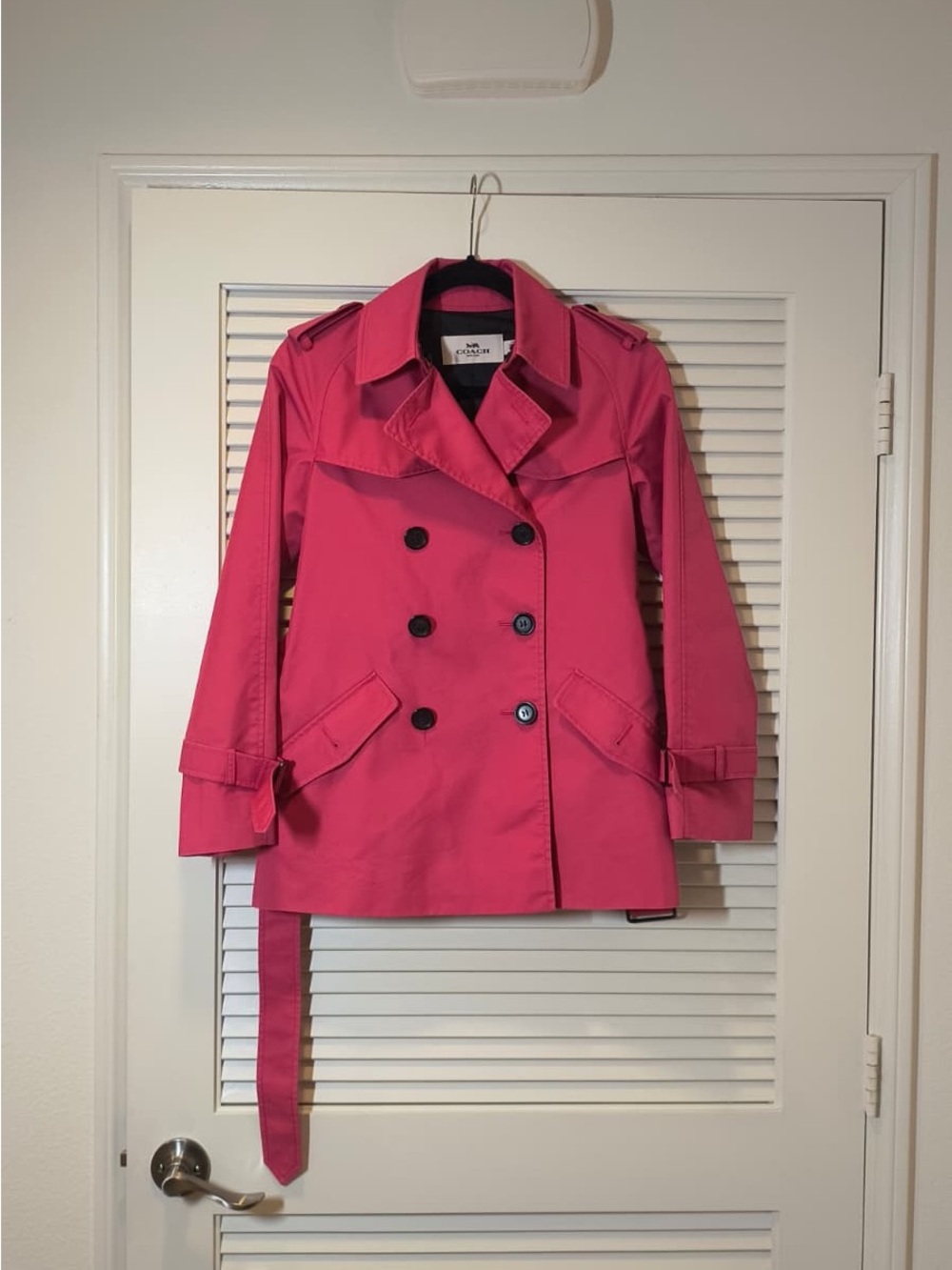 Coach Hot Pink Double-Breasted Trench Coat